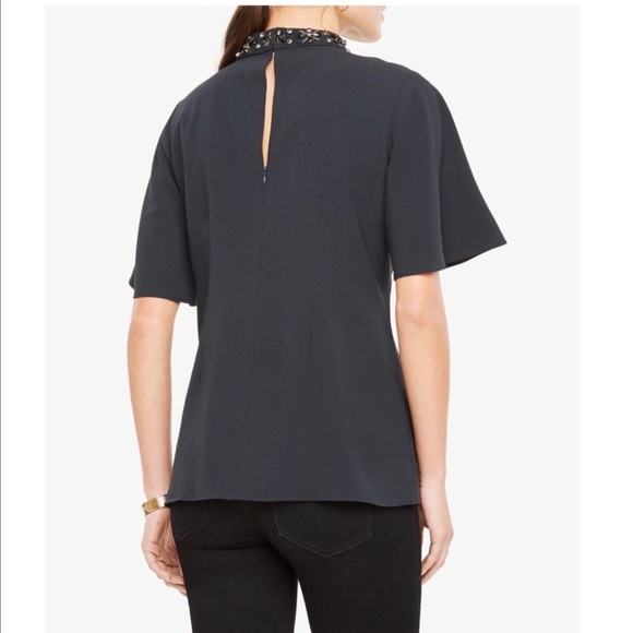 Ann Taylor beaded neck cutout blouse - Picture 2 of 10